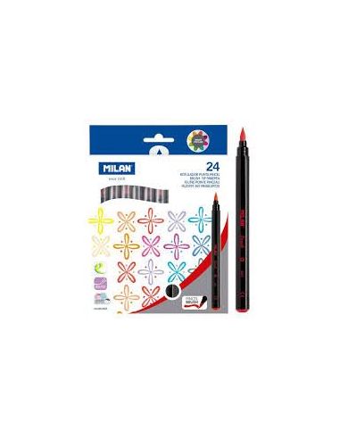 Caja 24 Rotuladores Pincel Milan