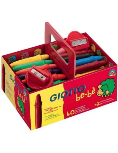 Lapices Cera Giotto Bebe Super Schoolpack De 40 Unidades + 2 Sacapauntas.