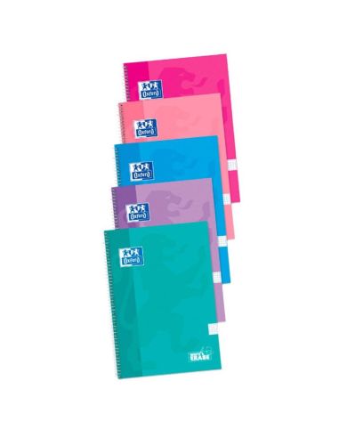 Cuaderno Espiral Oxford Tapa Extradura Folio 80 Hojas Cuadro 4 Mm Con Pizarra Blancapack Colores Tendencia (Unidad)