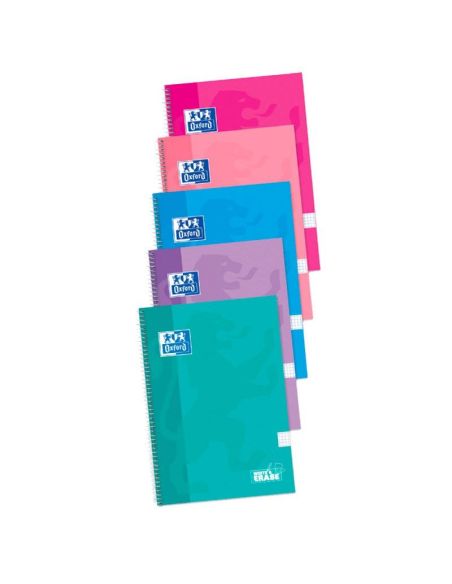 Cuaderno Espiral Oxford Tapa Extradura Folio 80 Hojas Cuadro 4 Mm Con Pizarra Blancapack Colores Tendencia (Unidad)