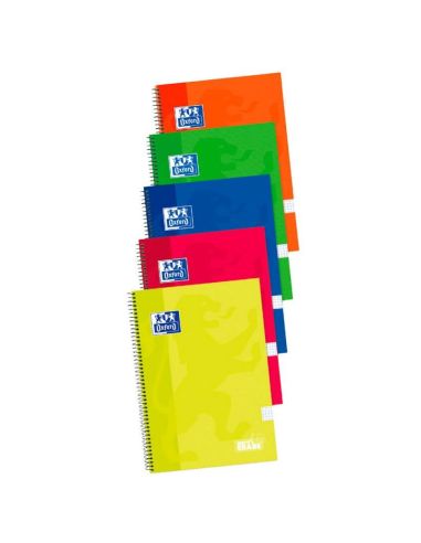Cuaderno Espiral Oxford Tapa Extradura Folio 80 Hojas Cuadro 4 Mm Con Pizarra Blancapack Colores Básicos (Unidad)