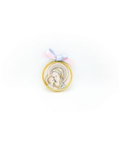 Med. Cuna Plata/Dorada 7Cm Lazo Maternidad 1291