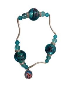 Pulsera Cristal 3 Bolas Color Azul
