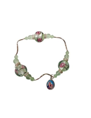 Pulsera Cristal 3 Bolas Color Verde