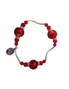 Pulsera Cristal 3 Bolas Color Rojo
