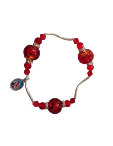Pulsera Cristal 3 Bolas Color Rojo