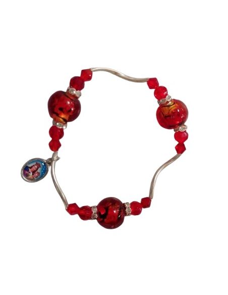 Pulsera Cristal 3 Bolas Color Rojo