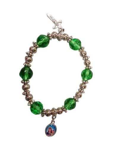 Pulsera Cruces Color Plata-Verde C/Foto