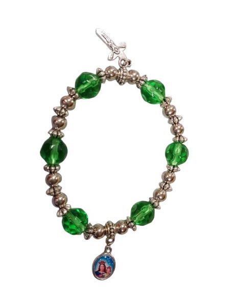 Pulsera Cruces Color Plata-Verde C/Foto