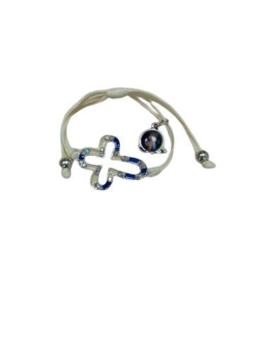Pulsera Cordon Cruz Esmalte Blanca Generico