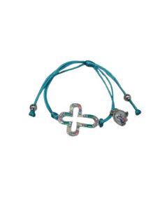 Pulsera Cordon Cruz Esmalte Verde Generico