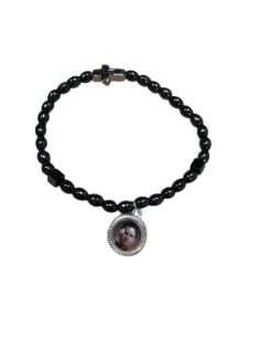 Pulsera Elastica Hematite Oval C/Cruz