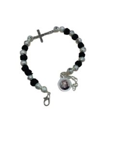 Pulsera Bolas Plat/Nudos Negra Generico