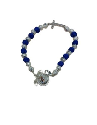 Pulsera Bolas Plat/Nudos Azul Generico