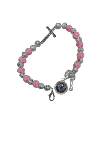 Pulsera Bolas Plat/Nudos Rosa Generico