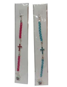 Pulsera Cordon C/Cruz Cristal (5 Colores Surtidos)