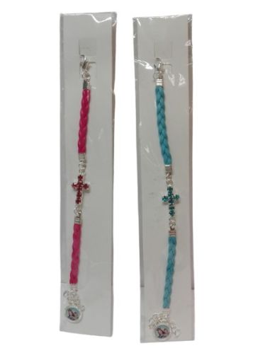 Pulsera Cordon C/Cruz Cristal (5 Colores Surtidos)