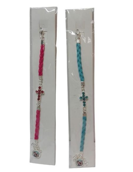 Pulsera Cordon C/Cruz Cristal (5 Colores Surtidos)