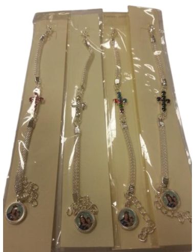 Pulsera Plat.C/Cruz Cristal(4 Colores)Generica