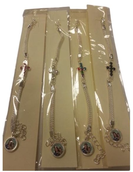 Pulsera Plat.C/Cruz Cristal(4 Colores)Generica