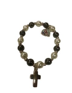 Pulsera Elastica Hematite/Perla 8Mm