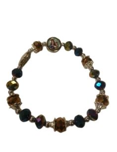 Pulsera Elastica Cristal Multicolor C/Cruz
