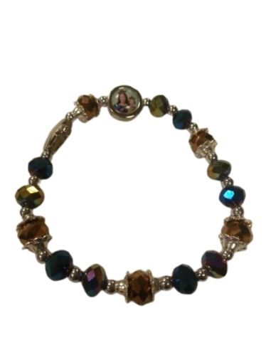 Pulsera Elastica Cristal Multicolor C/Cruz