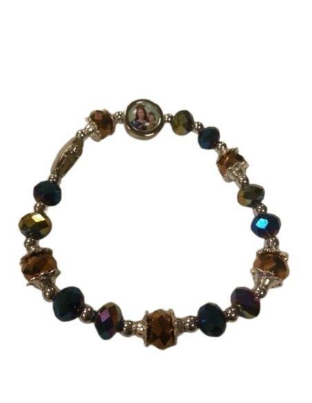 Pulsera Elastica Cristal Multicolor C/Cruz