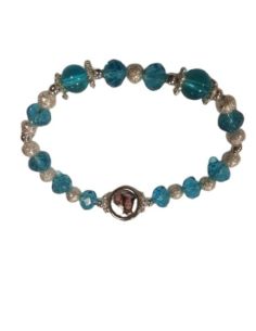 Pulsera Elastica Sabbia/Cristal Azul