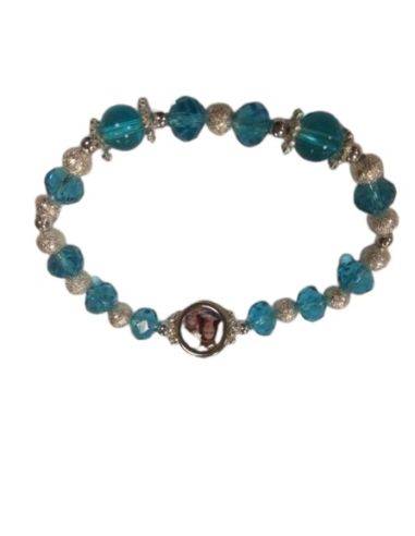 Pulsera Elastica Sabbia/Cristal Azul