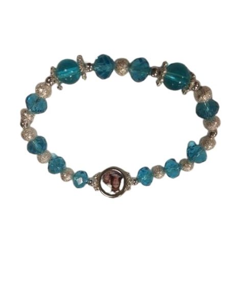 Pulsera Elastica Sabbia/Cristal Azul