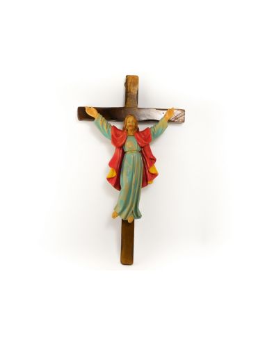 Cristo Resucitado Sobre Cruz 30X17 Cm
