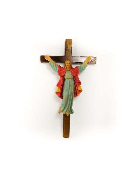 Cristo Resucitado Sobre Cruz 30X17 Cm