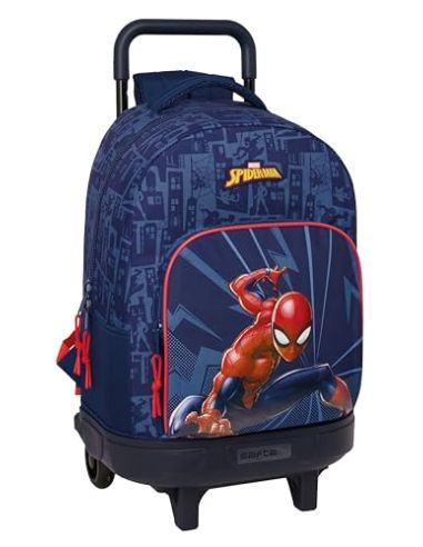 Mochila Grande Con Ruedas Compact Evol. Ext. Spider-Man "Neon" Safta