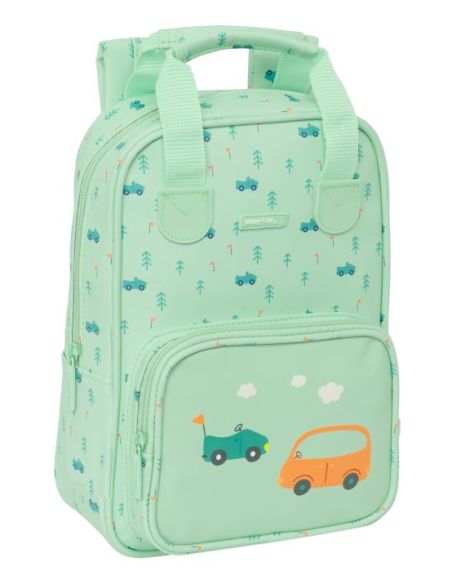 Mochila Infantil Con Asas Fácil Limpieza Safta Preescolar "Coches"