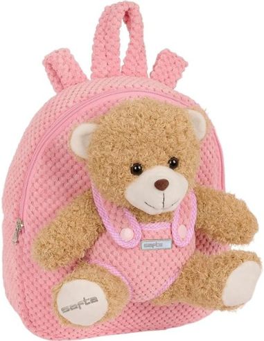 Mochila Preescolar Con Osito Safta Rosa