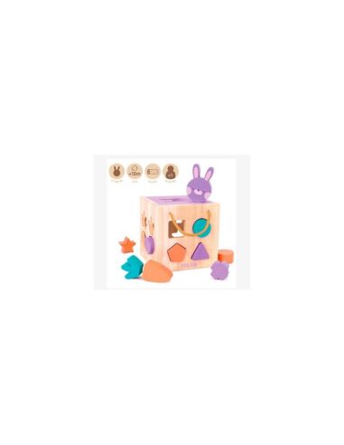 Juguete Educativo De Madera, Cubo Para Encajar Piezas 'Rabbit'