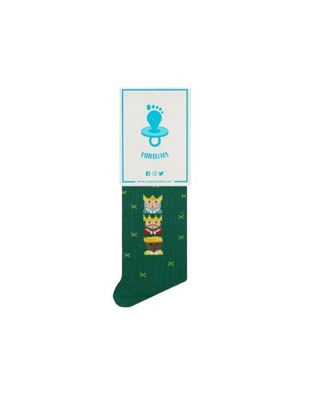 Calcetines Niños Reyes Magos Verde Talla 31/35