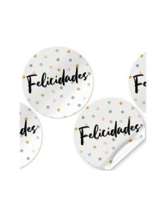 Etiqueta Adhesiva Arguval Felicidades Redondas Rollo De 250 Unidades