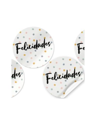 Etiqueta Adhesiva Arguval Felicidades Redondas Rollo De 250 Unidades