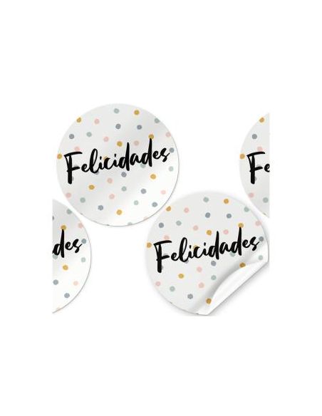 Etiqueta Adhesiva Arguval Felicidades Redondas Rollo De 250 Unidades