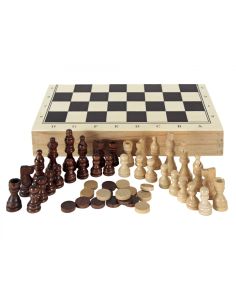 Ajedrez, Damas, Backgamon Estuche De Madera