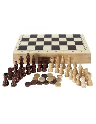 Ajedrez, Damas, Backgamon Estuche De Madera