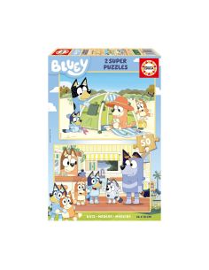 Puzzle Infantil Bluey 2X50 Piezas De Madera