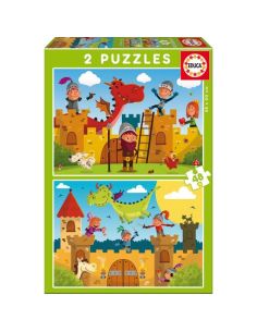 Puzzle 2X48 Piezas Dragones Y Caballeros