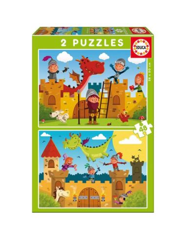 Puzzle 2X48 Piezas Dragones Y Caballeros