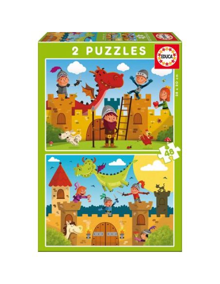 Puzzle 2X48 Piezas Dragones Y Caballeros