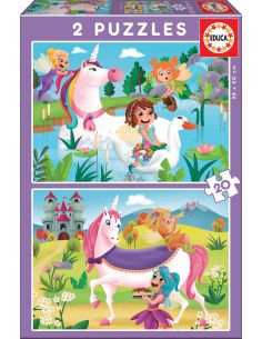 Puzzle 2X20 Piezas Unicornios Y Hadas