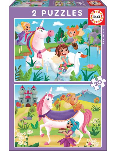 Puzzle 2X20 Piezas Unicornios Y Hadas