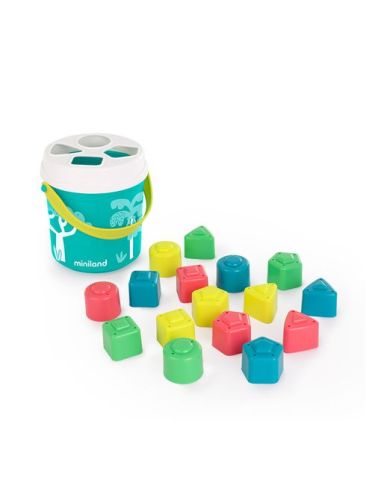 Juego Didactico Miniland Cubo De Formas Encajables Turquesa